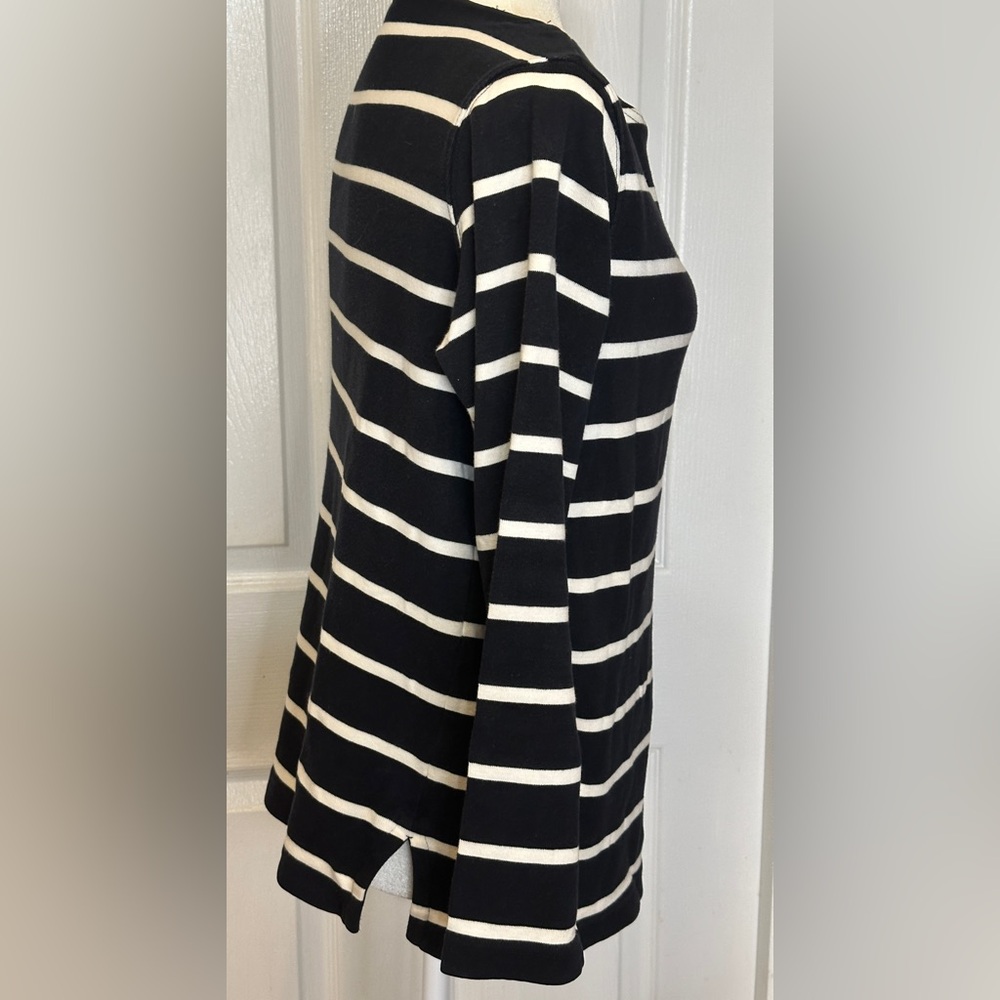 Ann Taylor Black White Stripe Polo Preppy Top Size X Small - Picture 3 of 7
